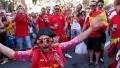 Spanish football fans before final match of European Football Championship HD Footage