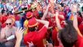 Spanish football fans before final match of European Football Championship HD Footage