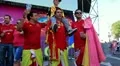 Spanish football fans before final match of European Football Championship HD Footage