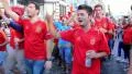 Spanish football fans before final match of European Football Championship HD Footage