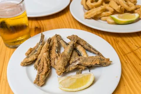 Spanish fried fish tapas Stock Photos