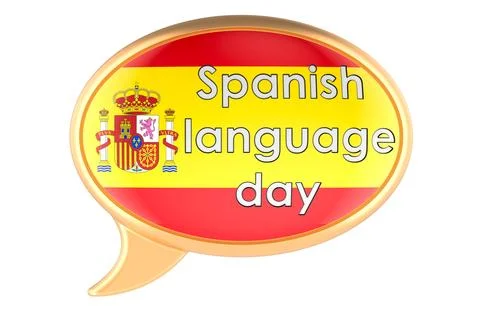 Spanish language day, speech bubble badge. 3D rendering Stock Illustration