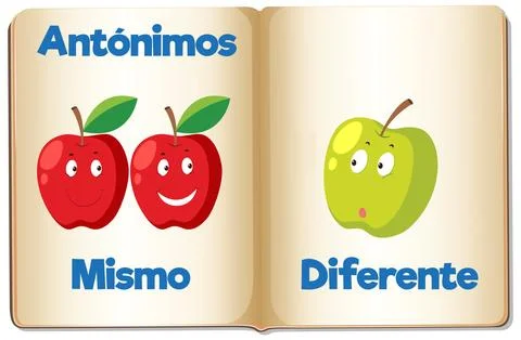 Spanish Language Education: Same and Different Picture Card Stock Illustration