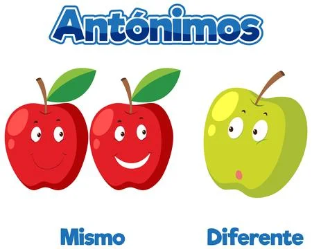 Spanish Language Education: Same and Different Picture Card Stock Illustration