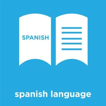 Spanish language icon isolated on blue background Stock Illustration