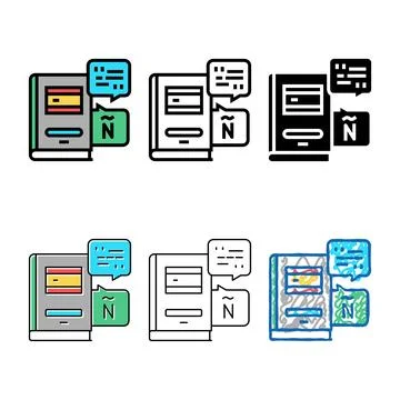 Spanish language series school lesson color icon vector 스톡 일러스트