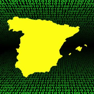 Spanish map over binary code Stock Illustration