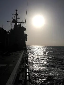 Spanish navy Audaz ship on its way to Lampedusa, -, - - 21 Aug 2019 Stock Photos