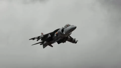 Spanish Navy McDonnell Douglas EAV-8B+ Matador II Harrier Jump Jet Stock Footage 260397049
