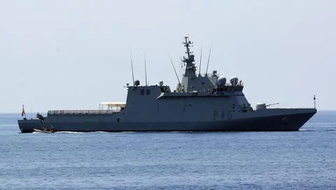 Spanish Navy's vessel Audaz in Lampedusa island, Lampedusa (Agrigento), Italy -  Stock Photos