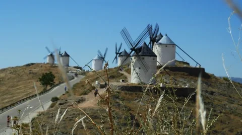 Spanish old windmills Stock Footage 65936951