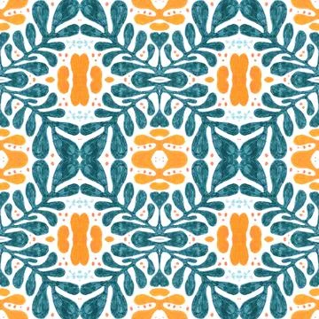 Spanish pattern. Seamless talavera ceramic. Vintage italian background. Stock Illustration