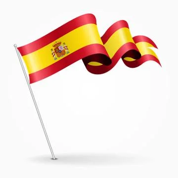 Spanish pin wavy flag. Vector illustration Stock Illustration