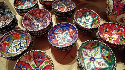 Spanish pottery closeup Stock Footage 274297893