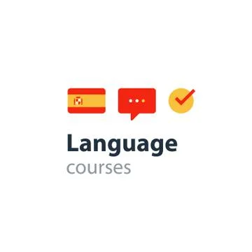 Spanish as a second language. Fluent speaking, foreign language courses Stock Illustration