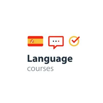 Spanish as a second language. Fluent speaking, foreign language courses Stock Illustration