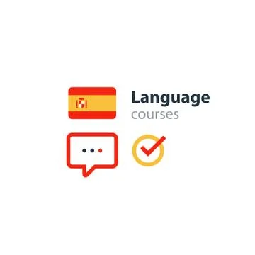 Spanish as a second language. Fluent speaking, foreign language courses Stock Illustration