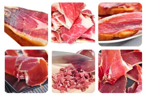 Spanish serrano ham collage Stock Illustration