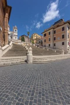 The Spanish Steps appear empty of crowds, Rome, Italy Stock Photos
