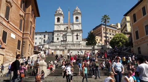 The Spanish Steps in Rome (2 of 2) Stock Footage 32206999
