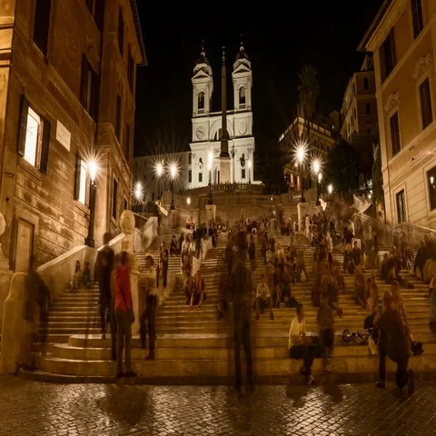 Spanish Steps in Rome - Time Lapse Video Stock Footage 69669690
