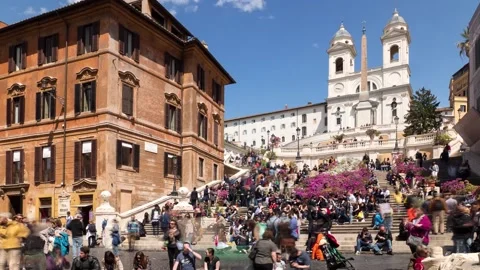 Spanish steps in Rome timelapse Видео 130476288
