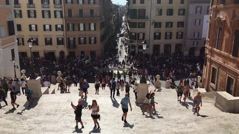 Spanish steps seen from above Stock Footage 119156257