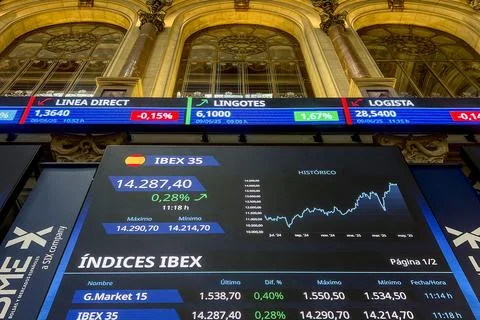 Spanish stock information evolution, Madrid, Spain - 09 Jun 2025 Stockfoto's