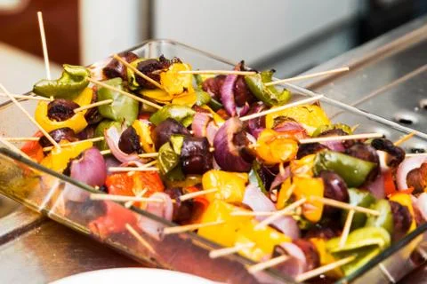 Spanish tapas called pintxos of the Basque country Stock Photos