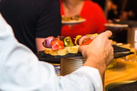 Spanish tapas called pintxos of the Basque country Photos