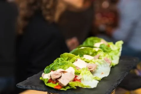 Spanish tapas called pintxos of the Basque country Stock Photos