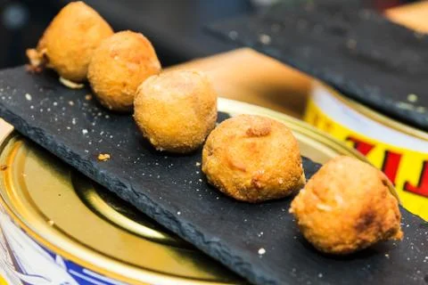 Spanish tapas called pintxos of the Basque country Stock Photos