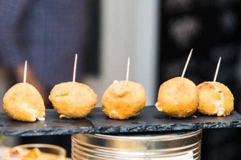 Spanish tapas called pintxos of the Basque country Stock Photos