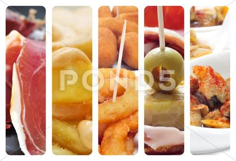 Spanish tapas collage Stock Illustration