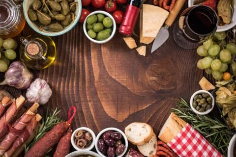 SPanish tapas copy space background Stock Photos
