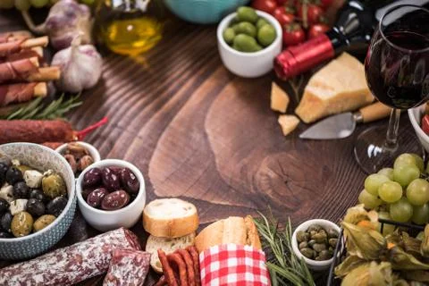 SPanish tapas copy space background Stock Photos