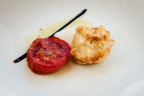 Spanish Tapas with  tomatoes . Foto stock