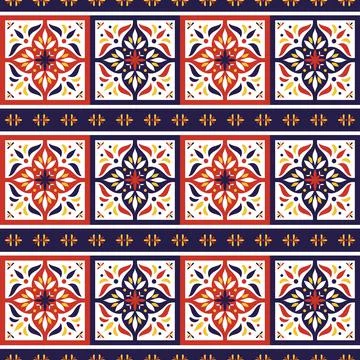 Spanish tile pattern seamless vector Stock Illustration