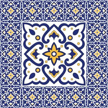 Spanish tile pattern vector ornaments Stock Illustration