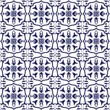 Spanish tile pattern vector seamless with ornaments Stock Illustration