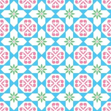 Spanish tiles pattern, seamless design - Azulejo Illustrazione stock