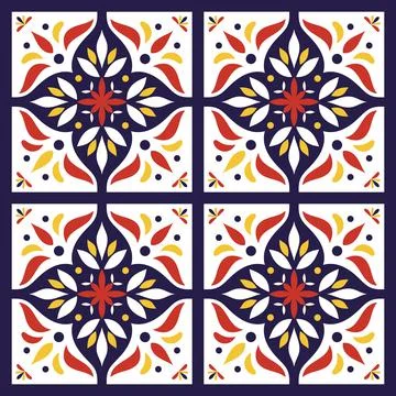 Spanish tiles pattern vector Stock Illustration