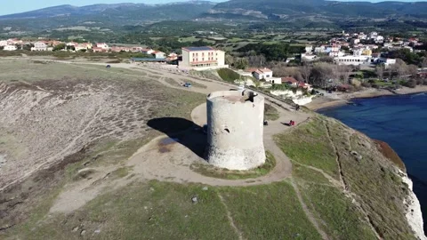 SPANISH TOWER. COSTAL VIEW. ARIAL SHOT OF SANTA CATERINA Stock Footage 196311271
