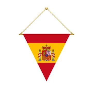 Spanish triangle flag hanging, vector illustration Stock Illustration