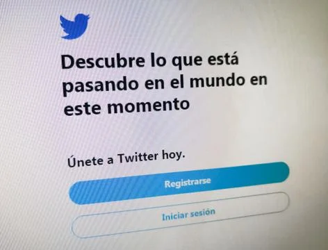 Spanish Twitter registration webpage. Join Twitter today. Register, login. Stock Photos