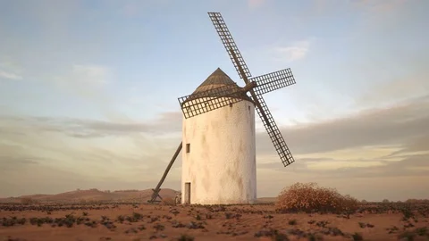 Spanish windmills with rotating sails Video stock 85185992