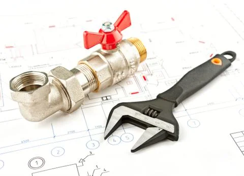 Spanner and fitting Stock Photos