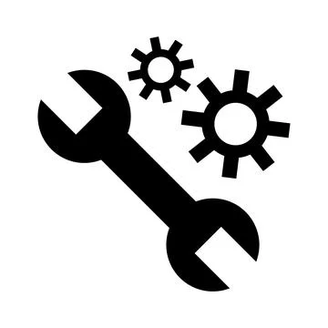 Spanner and gear icon. Vector. Stock Illustration