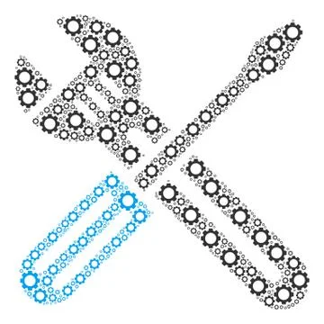 Spanner And Screwdriver Collage of Cogs Stock Illustration