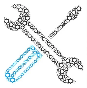 Spanner And Screwdriver Composition of Gears 스톡 일러스트